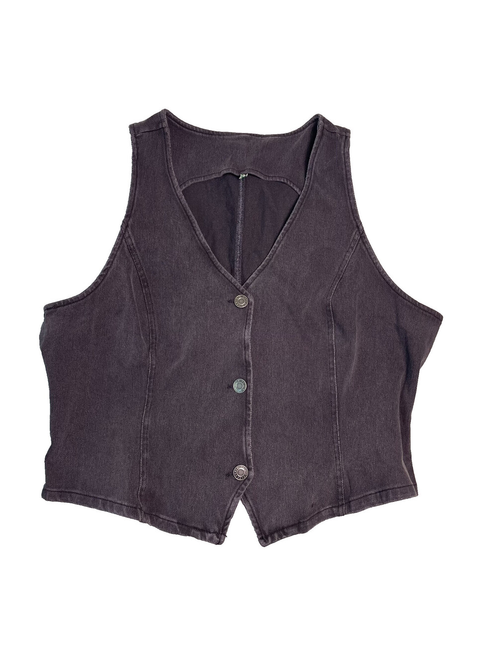 Halara Flex Denim Vest Womens L Black Button Front Fitted Y2K Grunge Western - Picture 2 of 8